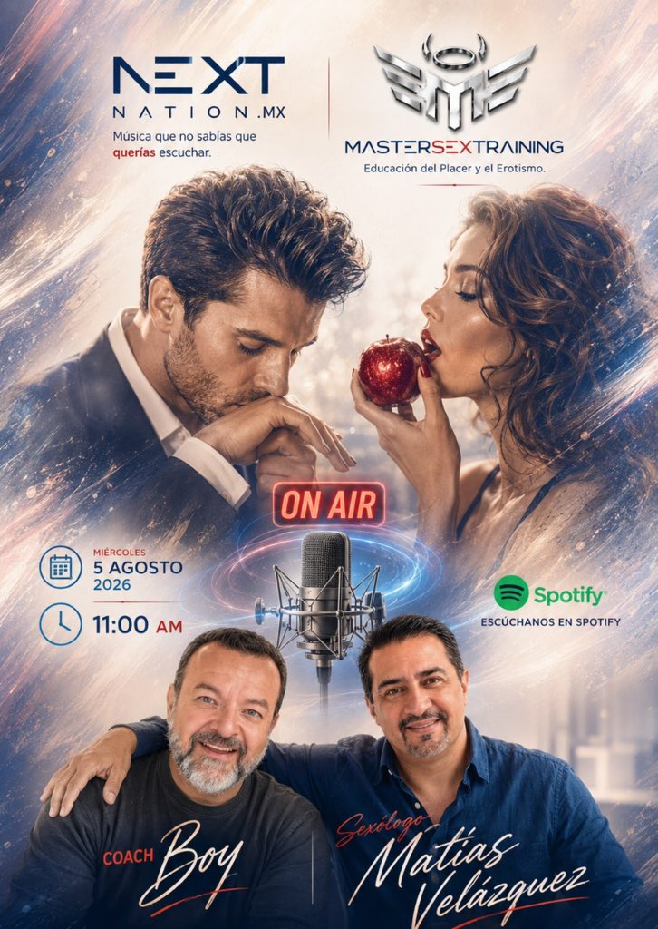 NextNationMX's tweet photo. Te perdiste el espectacular relanzamiento de #MasterSexTraining dentro del #GallitoIngles?
No ha falla! Escucha la estupenda revista de sexología: sexualidad adultos, confesiones, técnicas y más, descargando desde este link (solo x 3 días): https://t.co/MLzQSjvqQ9
#RT! https://t.co/HEM6NoLsdz