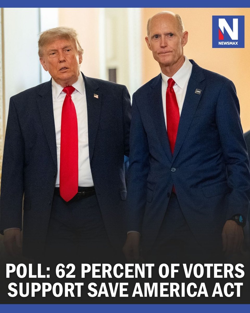 NEWSMAX's tweet photo. A majority of American voters continue to support the SAVE America Act, a bill requiring proof of U.S. citizenship to register to vote in federal elections. https://t.co/Is6av4Xd8B