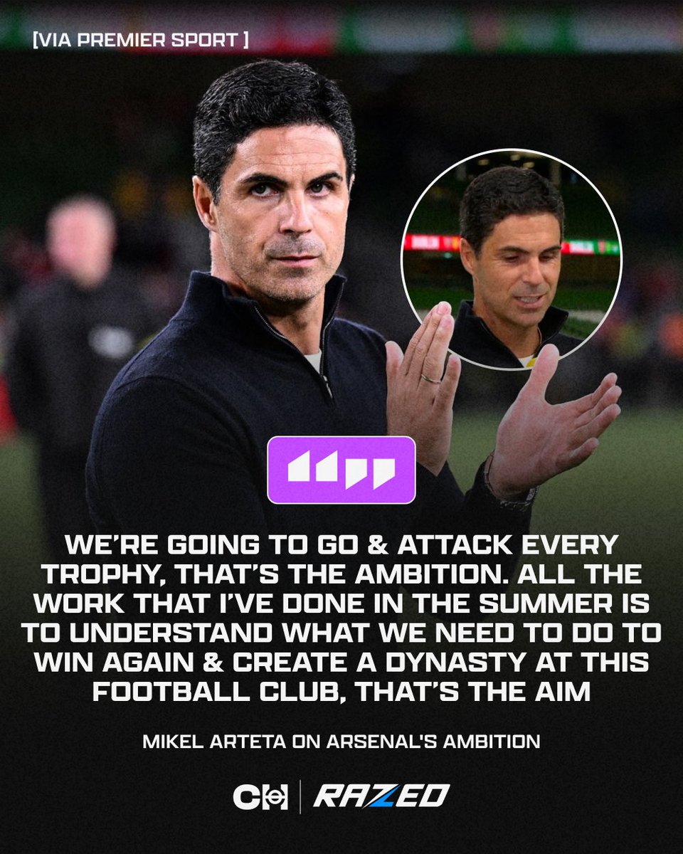 TikiTakaConnor's tweet photo. Mikel Arteta has set his sights on next season. 🏆 https://t.co/sj0awHEobX