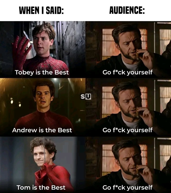 ShakerSportsTv's tweet photo. Who is the best? 🕷️🕸️ 

Spider-Man 2002
The Amazing Spider-Man 2012
Spider-Man: Brand New Day https://t.co/V1vS3v38Op