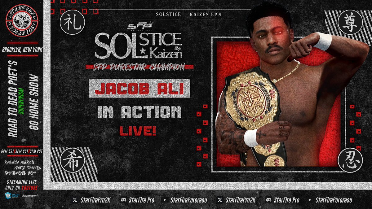 StarFirePro2K's tweet photo. SFP SOLSTICE LIVE NEXT WEEK @ 6PM EST
—
🏆McCloud v. Giselle
🔴Dalton v. Kohl
🏆Ryoba v. Walsh
🔴SOS vs. RRS
—
🎤Donte Stark Speaks
♦️Jacob Ali in Action 
♦️Lexi Li & Amber Gage Contract Signing 
🎤Kahlani’a & Chandi Face 2 Face
♦️JSM & Richie Sit-Down Interview
+MORE 

Only on https://t.co/3uxLvOoShU…