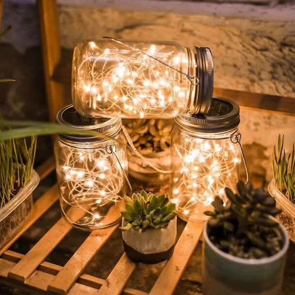 crazycat1616's tweet photo. Just upcycled an old mason jar into a cute fairy light vase for my desk! A 10-min DIY that’s budget-friendly u0026 makes every morning brighter . https://t.co/7Elch68p70