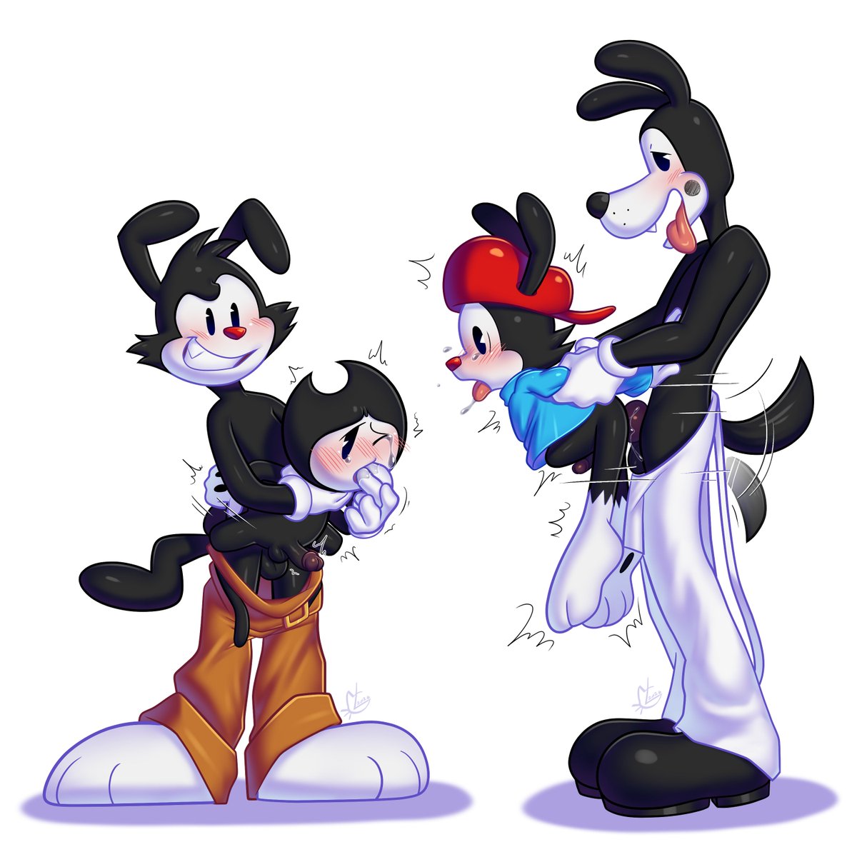 Goloso_ySabroso's tweet photo. ⚠️shotacon(??⚠️
Yakko x Bendy, Boris x Wakko 
comm for anon thank you uwu https://t.co/Y5ifLD32kN
