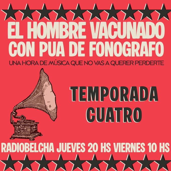 RadioBelcha's tweet photo. 🟨💉Llega el comienzo de un nuevo "El Hombre Vacunado Con Púa de Fonógrafo" en el cual @Queoir nos trae una selección magistral de música. https://t.co/va2RSKmp7M