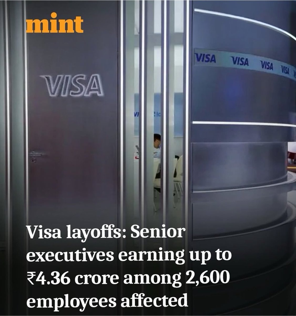 IndiaNewGen's tweet photo. Visa laidoff off approx 1400 people in India out of 3500.

Nirmala must look what is happening inside the IT industry. She must reveal in which sector people are paying the highest tax.

A person alone was 1.7cr tax was laidoff. Did nirmala accounted this money in the budget? https://t.co/iJHKz0S66O