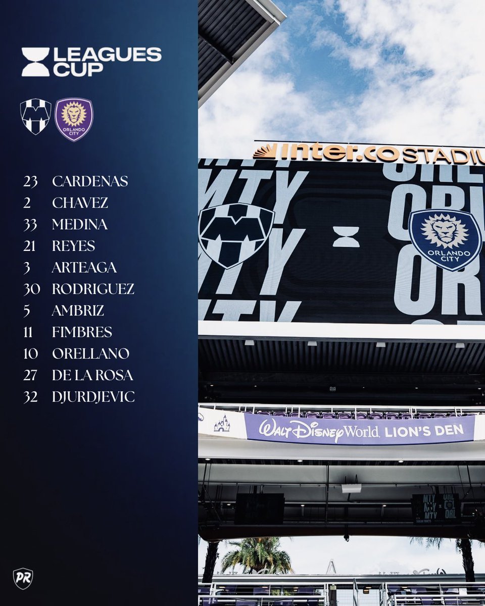 PlanetaRayadoPR's tweet photo. ¡XI INICIAL! Así sale Rayados ante Orlando City en la #LeaguesCup2026 ⚽️🏟️ https://t.co/ZRUJQeiVNt