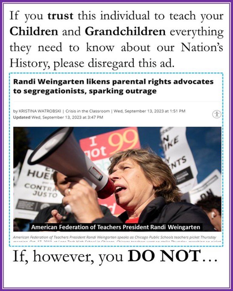 THEGUIDE1776's tweet photo. The teachers' unions (i.e., Democrats) are selling your Kids and Grandkids on Socialism, American UNexceptionalism, and Transgenderism in our TAXPAYER-FUNDED public schools. It's up to you to sell them on COMMON SENSE!