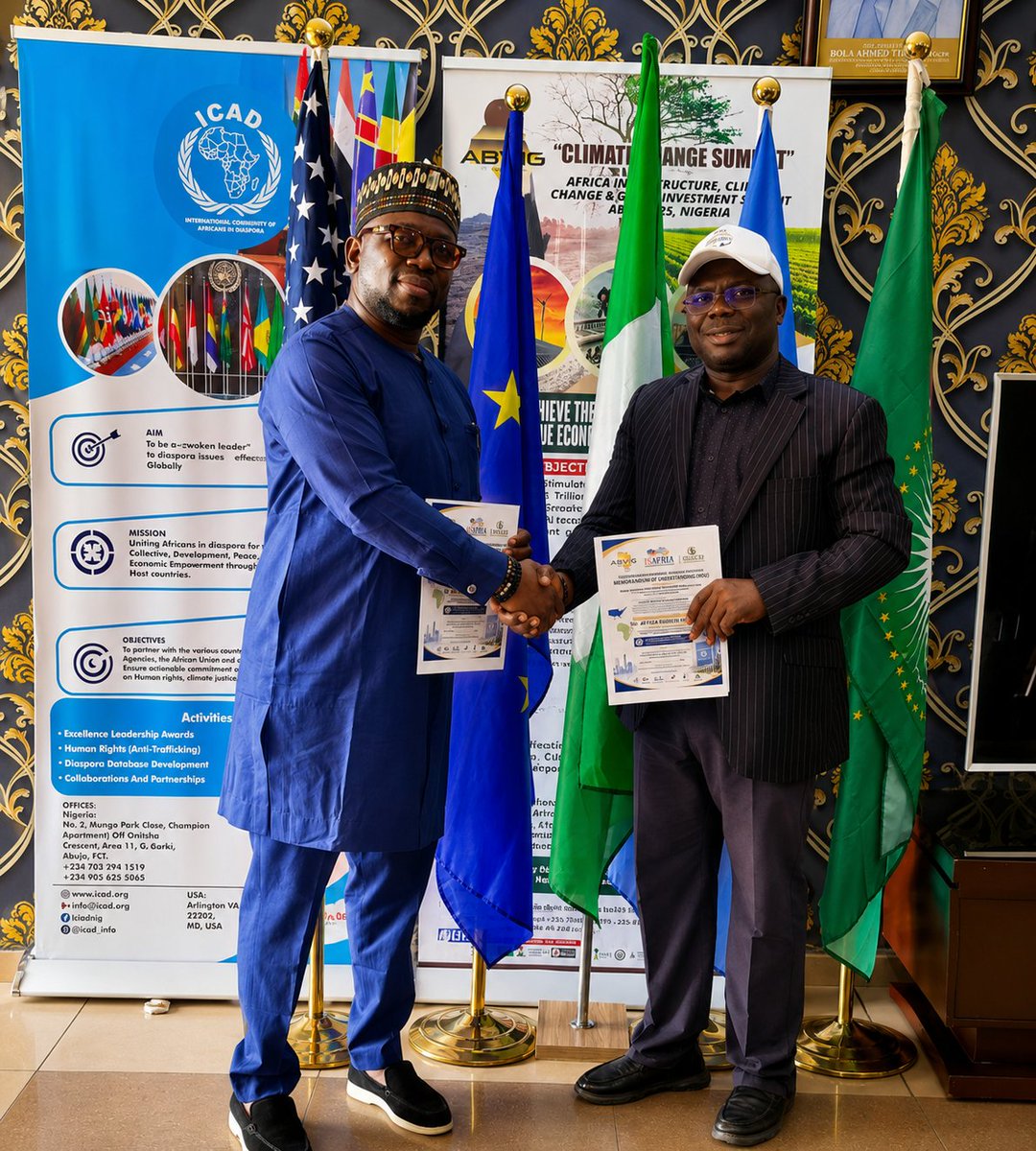 AbvigG's tweet photo. ABVIG &amp; Liralph Integrated Services Ltd. ve signed a Strategic Partnership MoU to jointly deliver the US-Africa Business Week 2026, in collaboration with AICIS, at #UNGA2026,New York.Advance trade, investmt, infrastructure, climate action &amp; security. 🌍🤝🇺🇸🇳🇬#AICIS2026#USAFRICA https://t.co/1OJPaj0cNE