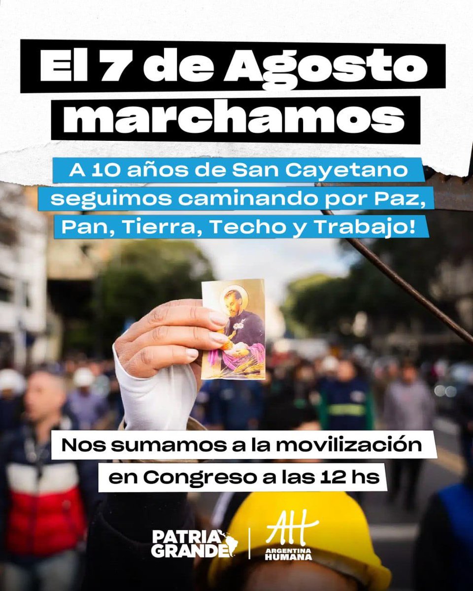PatriaGrandeArg's tweet photo. Sin trabajo no hay justicia social.

A 10 años, acompañamos la movilización por Paz, Pan, Tierra, Techo y Trabajo. https://t.co/I2BwFNQ3Lq