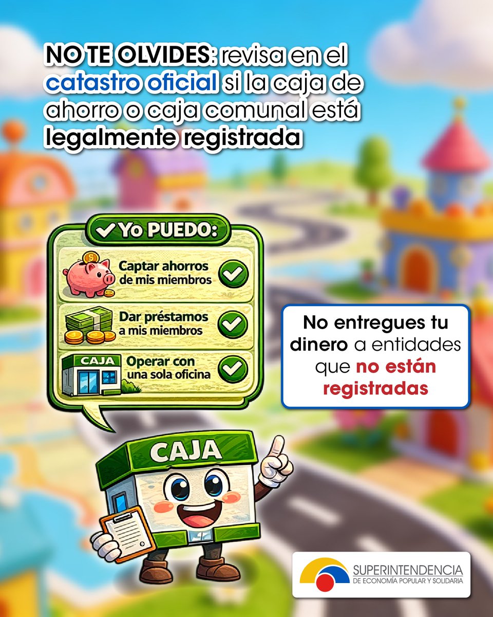 SEPS_Ec's tweet photo. 🔎 Antes de confiar tus ahorros, verifica su legalidad.
Recuerda revisar en nuestra página web si tu caja de ahorro o caja comunal se encuentra registrada y opera de forma legal.

Infórmate y protege tu dinero.

#SEPSSupervisiónYControl https://t.co/QPEiBGbX3g