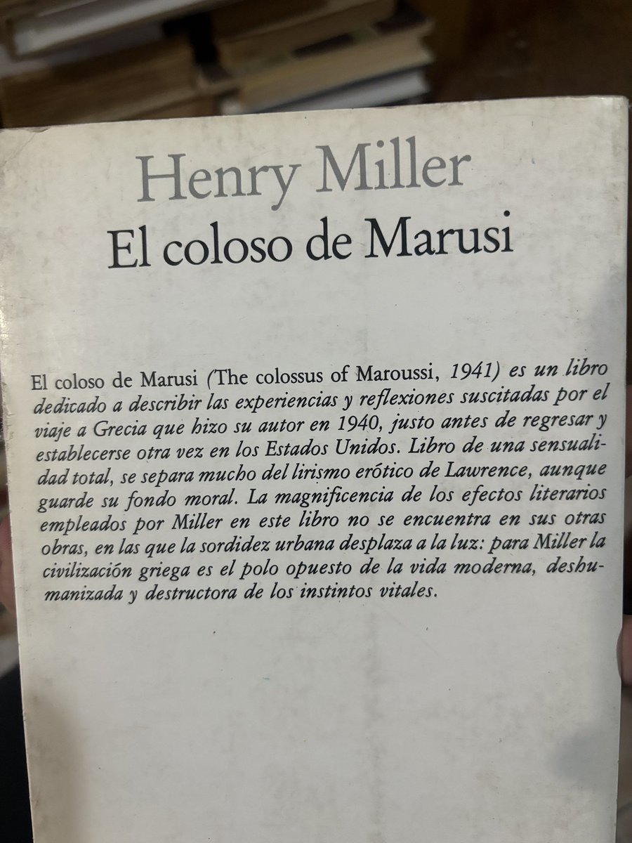 LibreriaCuarto's tweet photo. El coloso de Marusi.
Henry Miller.
Seix Barral.
$400 https://t.co/JK7rFPCmbS