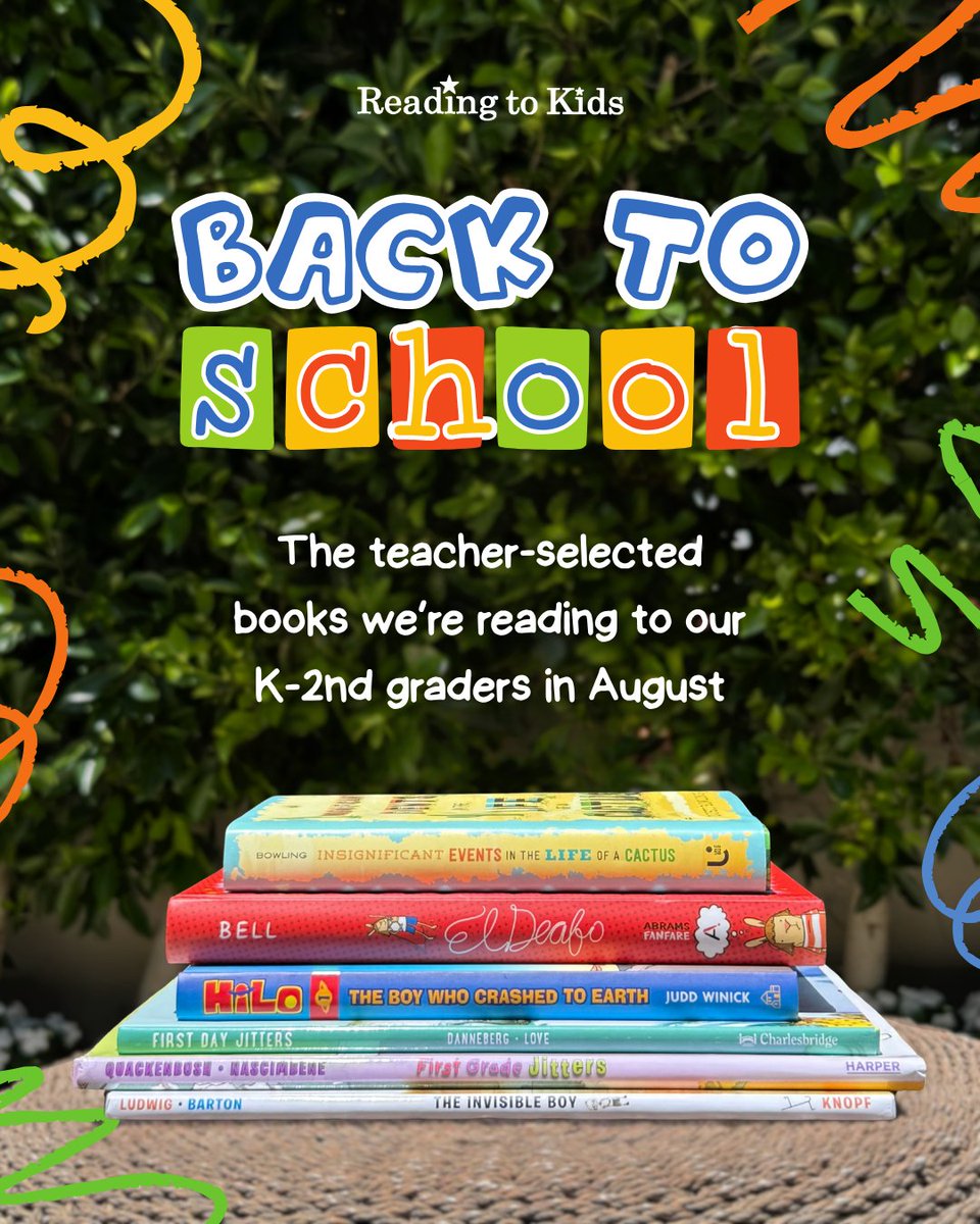 readingtokids's tweet photo. Our "Back to School Fun" reading clubs are this Saturday!

K-2nd grade will explore inclusion and first-day stories with a twist! These book show that school nerves are normal and kindness helps everyone belong 💙📚

@TrudyLudwig @patrice_barton @OnlineQuackenbu @DannebergJulie https://t.co/37An2u4XhW