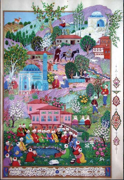 kotiaeus's tweet photo. Büyük kültür insanı, büyük Kütahyalı, ressam, neyzen ve tezhip sanatçısı Hezarfen Ahmet Yakupoğlu'na (1920-2016) ait, 1970'li yıllardan Kütahya'yı tasvir eden modern bir minyatür çalışması. https://t.co/Bq816VhjWY