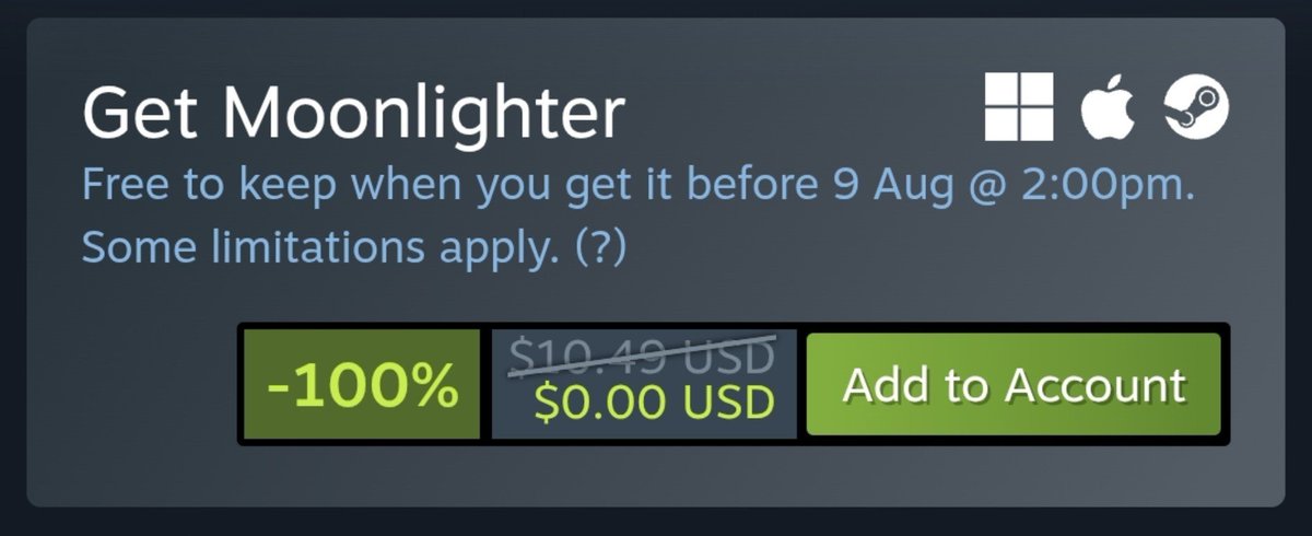 SoloPrecioCupon's tweet photo. JUEGO DE STEAM ( Moonlighter )

GRATIS HASTA EL 9 AGOSTO!! 

Aprovechen a reclamarlo 🫡

Espero les sirva la info. https://t.co/jW1ATW8Jvl