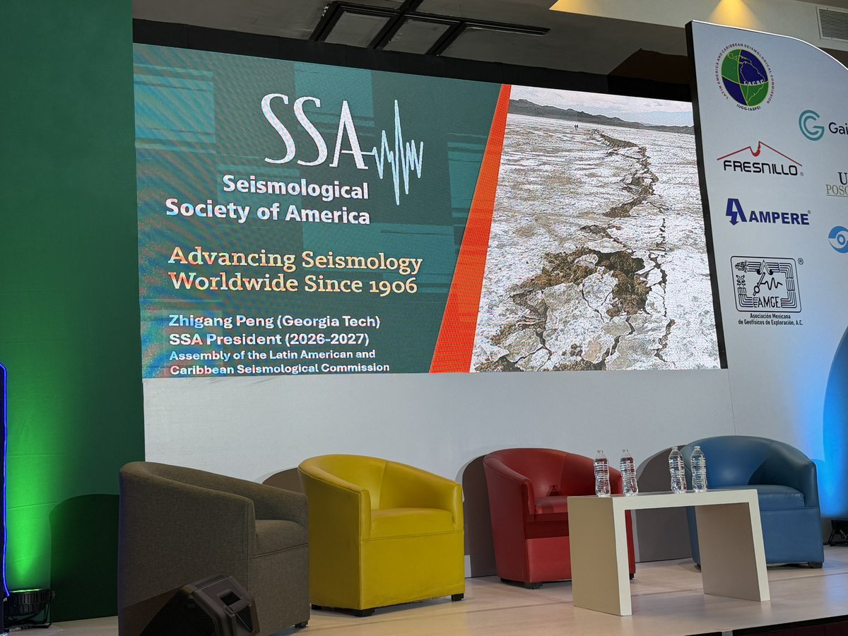 IASPEI_LACSC's tweet photo. Zhigang Peng, president of @SeismoSocietyAm, presenting at #LACSC2026, the Society and the opportunities it offers.
Thanks to SSA for its valuable sponsorship to #LACSC2026 https://t.co/0hF4iJXIPl