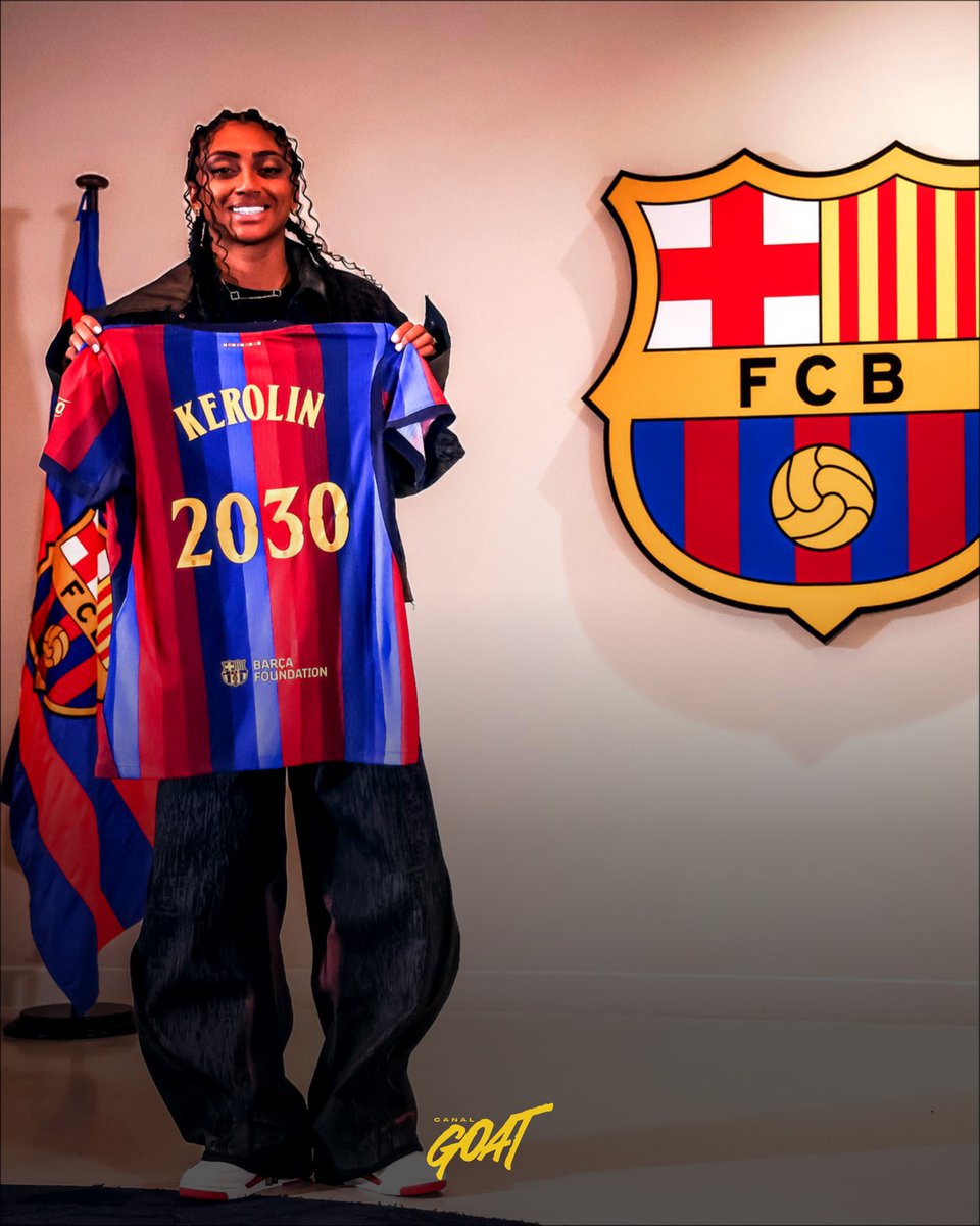 CanalGOATBR's tweet photo. 🇧🇷 KEROLIN APRESENTADA NO BARCELONA! 🔵🔴
A brasileira assina até 2030 após acordo com o Manchester City em uma operação de 1,2 milhões de euros fixos mais variáveis.
Vai brilhar na Espanha? Comente! 👇🇪🇸 #Kerolin #CanalGOAT https://t.co/BuGbp7ChEv