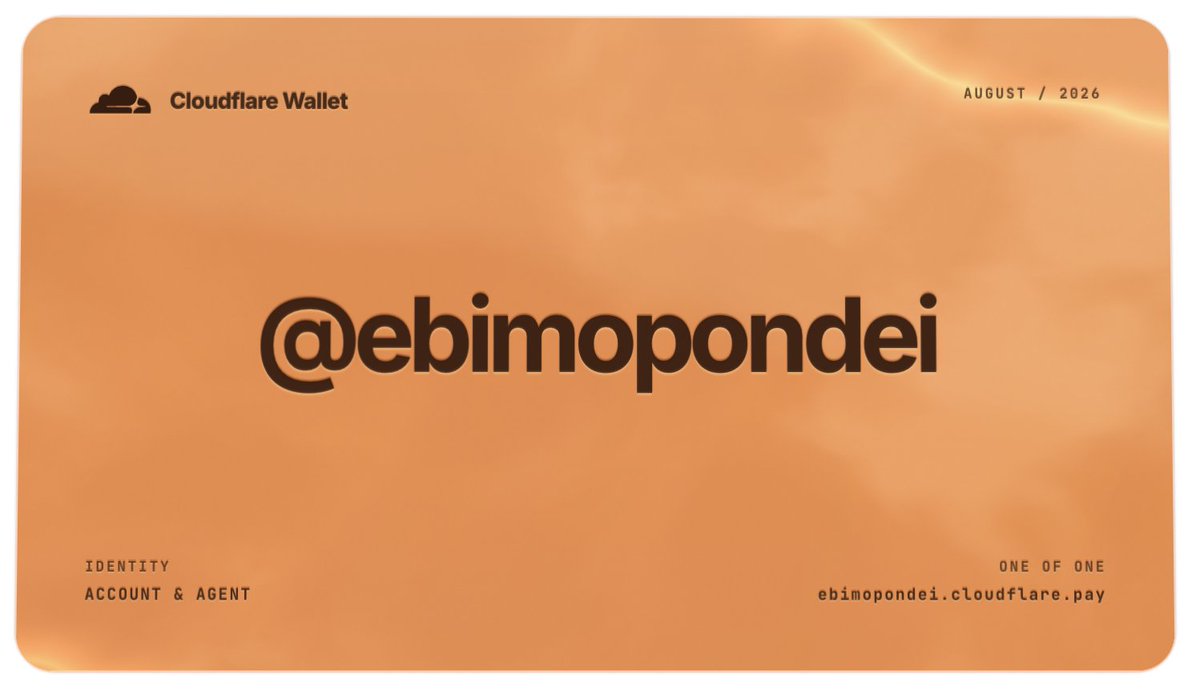 ebimopondei's tweet photo. I just reserved my Cloudflare Wallet tag: https://t.co/jamVQxGjw9.

Reserve yours now at https://t.co/PpSkPD2nwj https://t.co/gGabPjmuSF