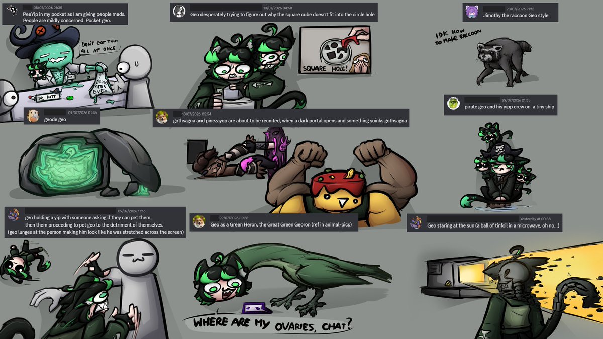 DaGeoKat's tweet photo. Page of random doodles as a treat https://t.co/AEgdjgJMHe