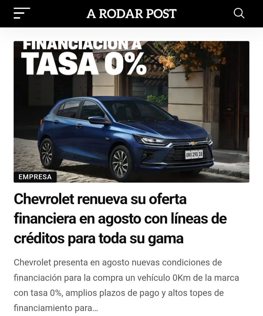 horacioalonso16's tweet photo. Dato. Chevrolet anunció nueva financiación para la compra de sus todos sus modelos en agosto. Hay distintas tasas, desde 0% para adelante, plazos amplios y diferentes montos. Toda la información, acá 👇 https://t.co/1pPTgV0nQ7 https://t.co/A53tPWzfdQ