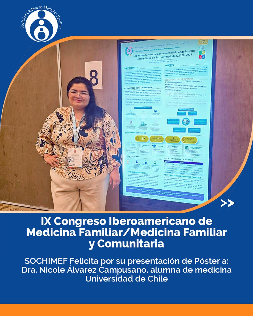 medfamiliar's tweet photo. La Sociedad Chilena de Medicina Familiar, felicita a los representantes de la especialidad, que participaron exponiendo en formato póster, en el IX Congreso Iberoamericano de Medicina Familiar realizado en Asunción, Paraguay.

#SOCHIMEF #MedicinaFamiliar #IXCongresoIberoamericano https://t.co/zkO0DA4agX