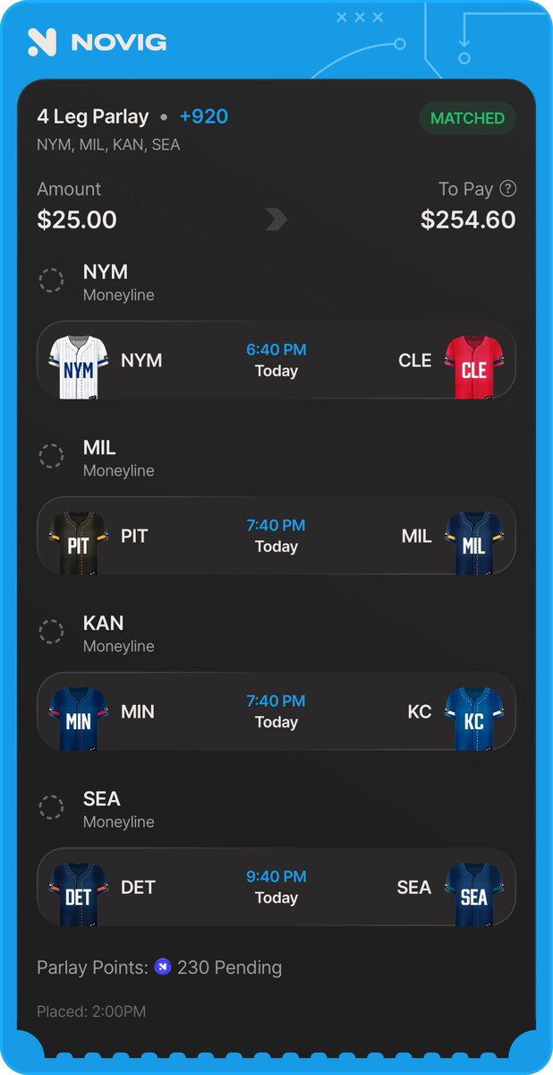 tailsports01's tweet photo. ML PARLAY ON NOVIG⚾️

4 winners off my sheets.

Deposit $10 get $25 in trade credits🎁

USE THIS LINK ⬇️ 
🔗: https://t.co/fUrvIoTmGt https://t.co/9vP4km8JfJ