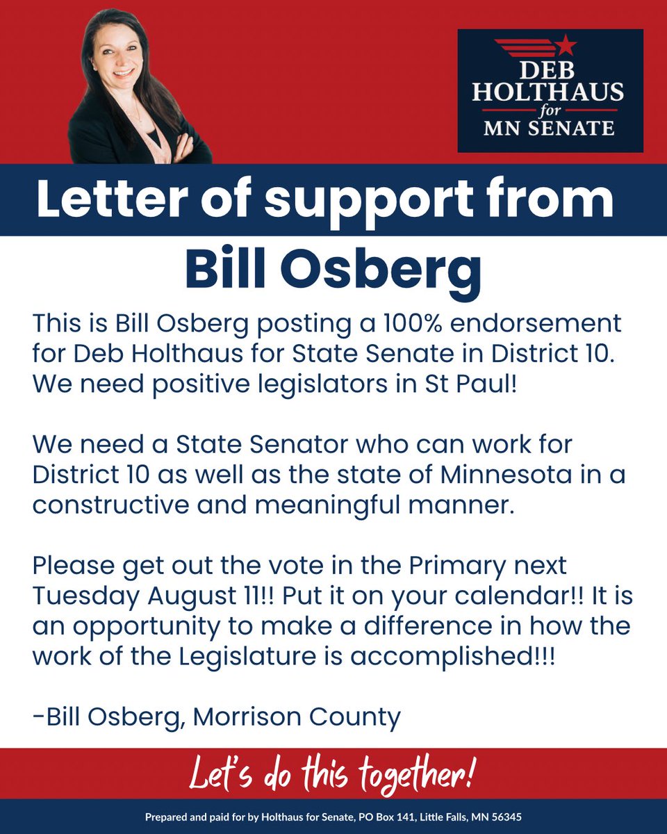 HolthausForMN's tweet photo. Thank you, Bill, for your support! https://t.co/H7OLk6krNw