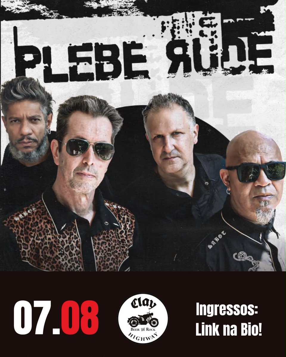 PlebeRude's tweet photo. Essa 6ª feira tem Plebe em Curitiba no @clayhighway !! show de lançamento da edição especial de 40 anos em vinil de O Concreto Já Rachou ! Ingressos em https://t.co/9xcS7rTKWq , link na BIO. 

📅 07/08 📍 Clay Highway Bar 🎟️ Ingressos em https://t.co/9xcS7rTKWq https://t.co/UEYD1jdavK