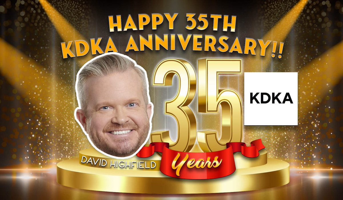 DaisyJadeTV's tweet photo. Happy 35th KDKA anniversary to @DavidHighfield ! 🎉 
So grateful to have you as a co-worker on @PGHTodayLive! You have always shown such kindness to me and I've learned so much from you. We love you! https://t.co/51GfTktxHB