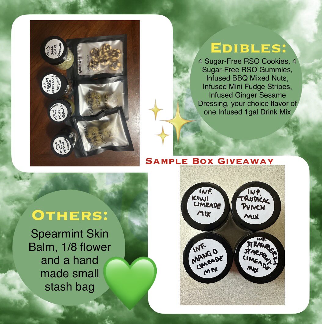 melodygrows's tweet photo. 💚GIVEAWAY TIME💚

A little of everything! Win a custom sampler  box of what I’ve been making lately👩‍🍳🧪

Rules:
•Follow me @melodygrows
•Repost this to spread the word ✅
•Tag a friend who you’d share with ✨

Winner chosen 8/13 (my birthday!). 

U.S. only (sorry). 💖 https://t.co/UoVQzxL4sr