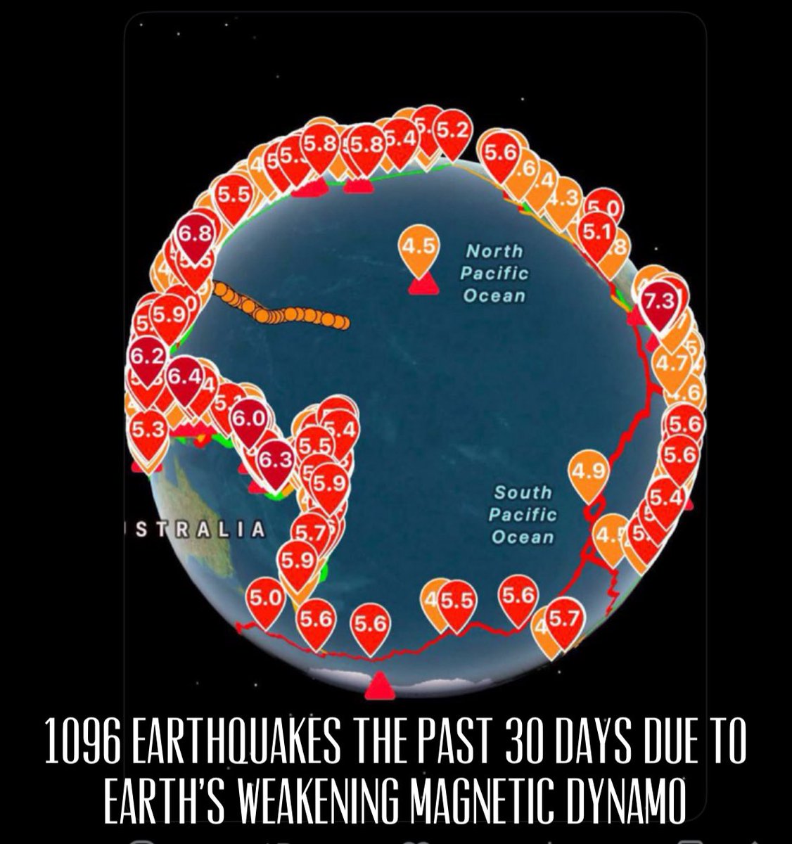 DrJackKruse's tweet photo. Magnetic North has moved 10.65 miles in the last 2 months. 
It’s still on the move. Our protective shield is still drastically weakening also to radiation. The hydrological cycle is filling up with deuterium and tritium as well. The pole shift might be in play at this rate. https://t.co/ufO7Blbq8K