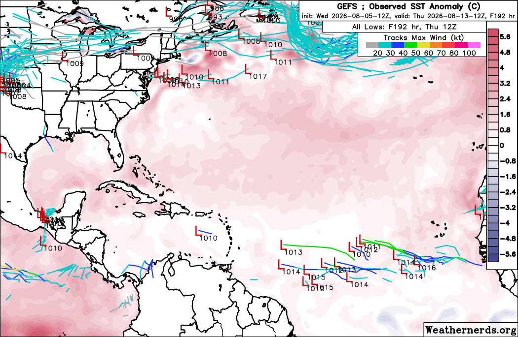 FloridaTropics1's tweet photo. Increasing interest in the MDR on the afternoon ensemble runs. Euro AI ensembles still leading the way. https://t.co/nj7IiCXsZ3