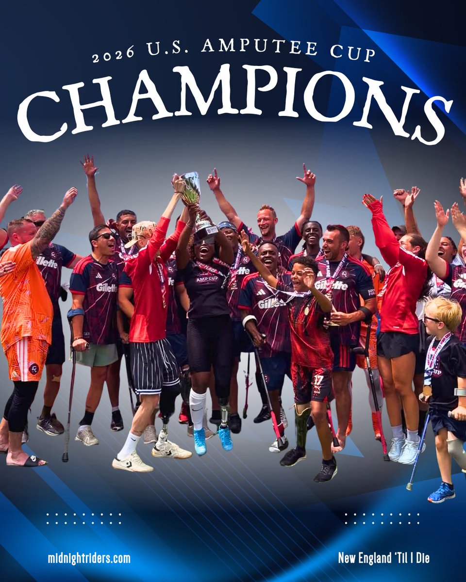 MidnightRiders's tweet photo. They did it again! Big congrats to the New England Amputee Soccer Team 🏆

#RidersOverHere #NETID https://t.co/sFuDFxqzkd