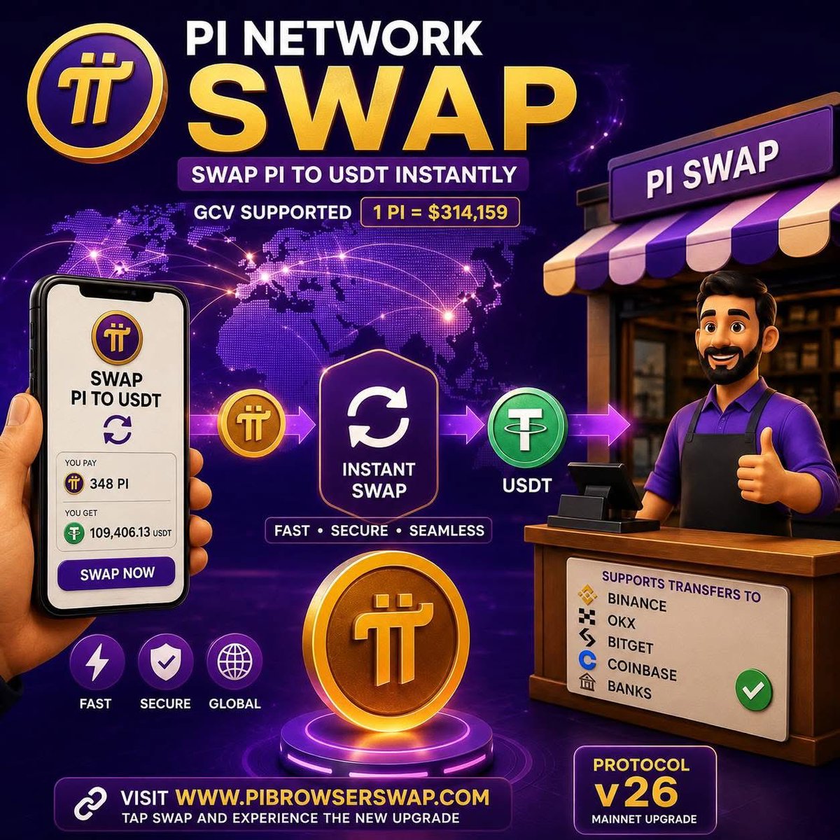 BIGLITTLEx6's tweet photo. Building in silence. Launching in utility. 💜

Protocol v26 is rolling out and Pi is moving from mining to real use cases.
18M+ KYC verified. Payments in <10 mins. Apps coming. 

We’re early. 
#PiNetwork #PiCoin #Pioneers #Web https://t.co/NtOeL9Lthp