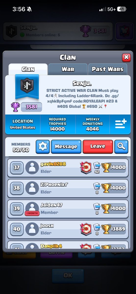 Hexasff1's tweet photo. @emilia_royale can you help me kick this person out my clan @emilia_royale his username is Jaiden47 and is a banned account and we can’t click his profile to remove him leaders/co/elder arent able to Clan ID is #G98GRQQ0 https://t.co/YtForYPMiX
