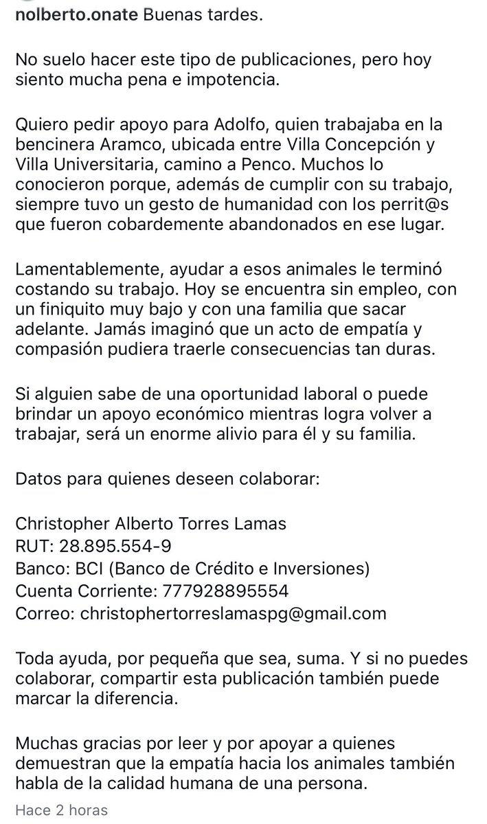 SGF76717518's tweet photo. Hola quiero pedir ayuda para que me ayuden a difundir para que el joven que fue despedido por Aramco por alimentar a los Perritos 🐶 🐶 y darle refugio,pueda encontrar un trabajo 🙏 también está su cuenta por si alguien quiere colaborar 🫰🏻Campillai, Camila Flores,Crespo , Gatica https://t.co/ImxFbLJw35