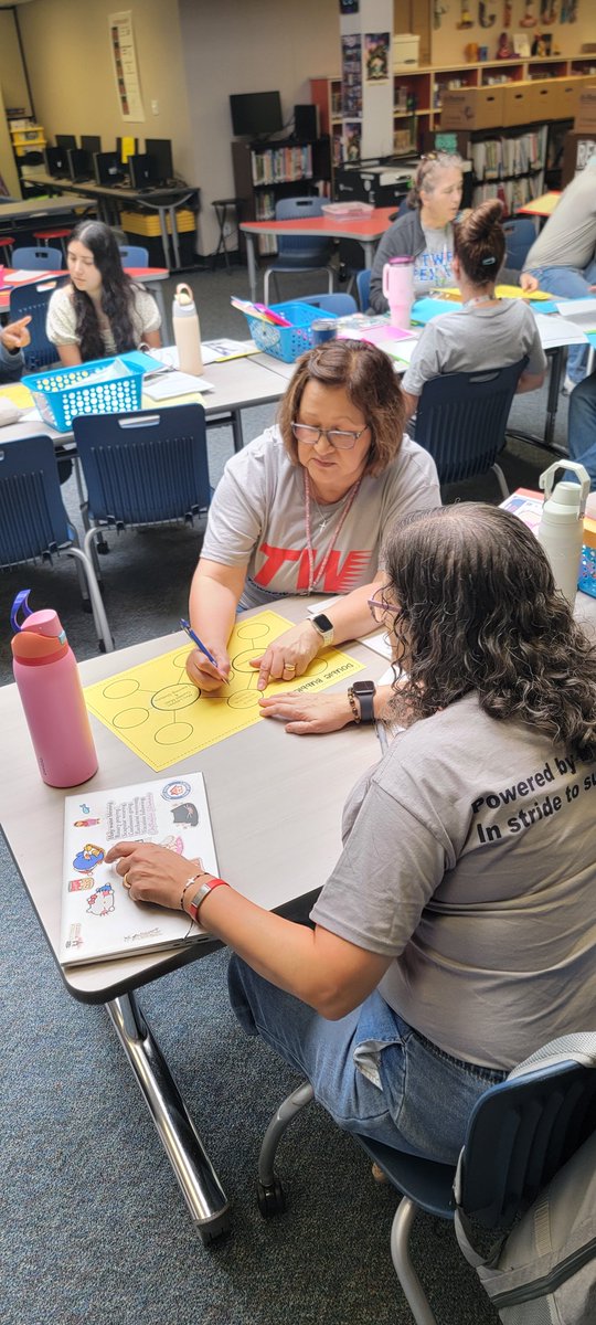 MrsE_Math_Queen's tweet photo. Putting the work in action. @TWE_Texans Math teachers diving deep into understanding the Math Workshops to make positive impacts on student performance. #ICImpactFBISD @Math_FBISD https://t.co/XfxhapOvKp