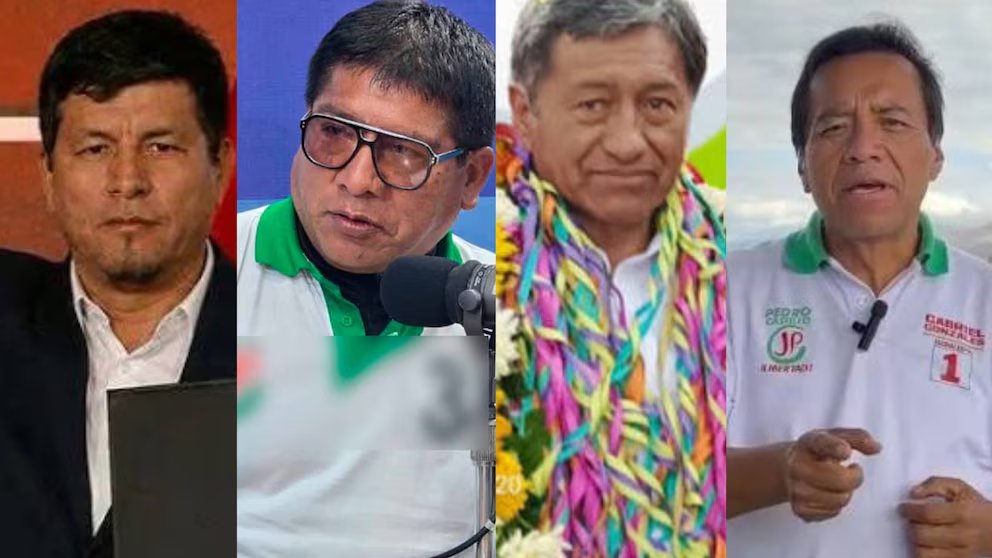 PrimerPedal's tweet photo. #LaEvidencia 
De JP, más angelitos...
Los diputados electos Julián Pérez Mallqui, Remigio Condori, César Tito Rojas y Gabriel Robertino González enfrentan denuncias por violencia contra la mujer y sentencias por lesiones dolosas. (fuente: Infobae Perú) https://t.co/mMJ9ZFH0t8