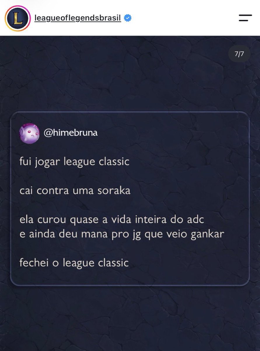 himebruna's tweet photo. oiiii amor esqueceu de me bloquear no instagram do league of legends https://t.co/gQ5he2KN2x
