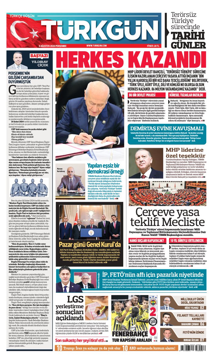 TurkgunGazetesi's tweet photo. Gazetemizin 6 Ağustos Perşembe baskısını inceleyebilirsiniz...

#TürkgünGazetesi #Türkgün https://t.co/KHHRLK9g90