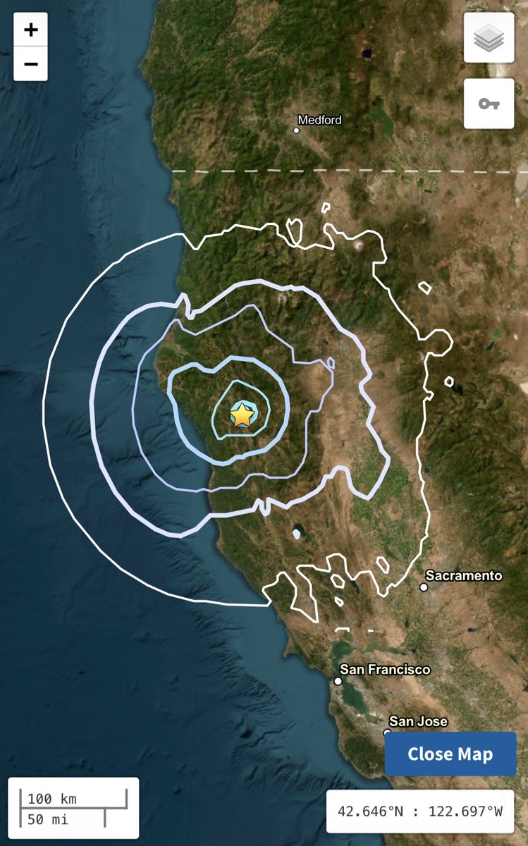 SeismoTracker's tweet photo. #Earthquake Breaking News 

A magnitude 4.4 earthquake has struck 31 km / 19.2 miles NW of Covelo, #California 

Magnitude: 4.4 
Epicenter Location: 40.019°N 123.452°W 
Time: 2026-08-05 22:21:57 UTC
Depth: 4.5 km ( 2.7 mi) 
Intensity: V 
Estimated Fatalities: Green 94% 
Estimated Economic Losses: Green 94%

Aftershocks 
Magnitude 7+: < 1% 
Magnitude 6+: < 1% 
Magnitude 5+: < 1% 
Magnitude 4+: 2%
Magnitude 3+: 14%