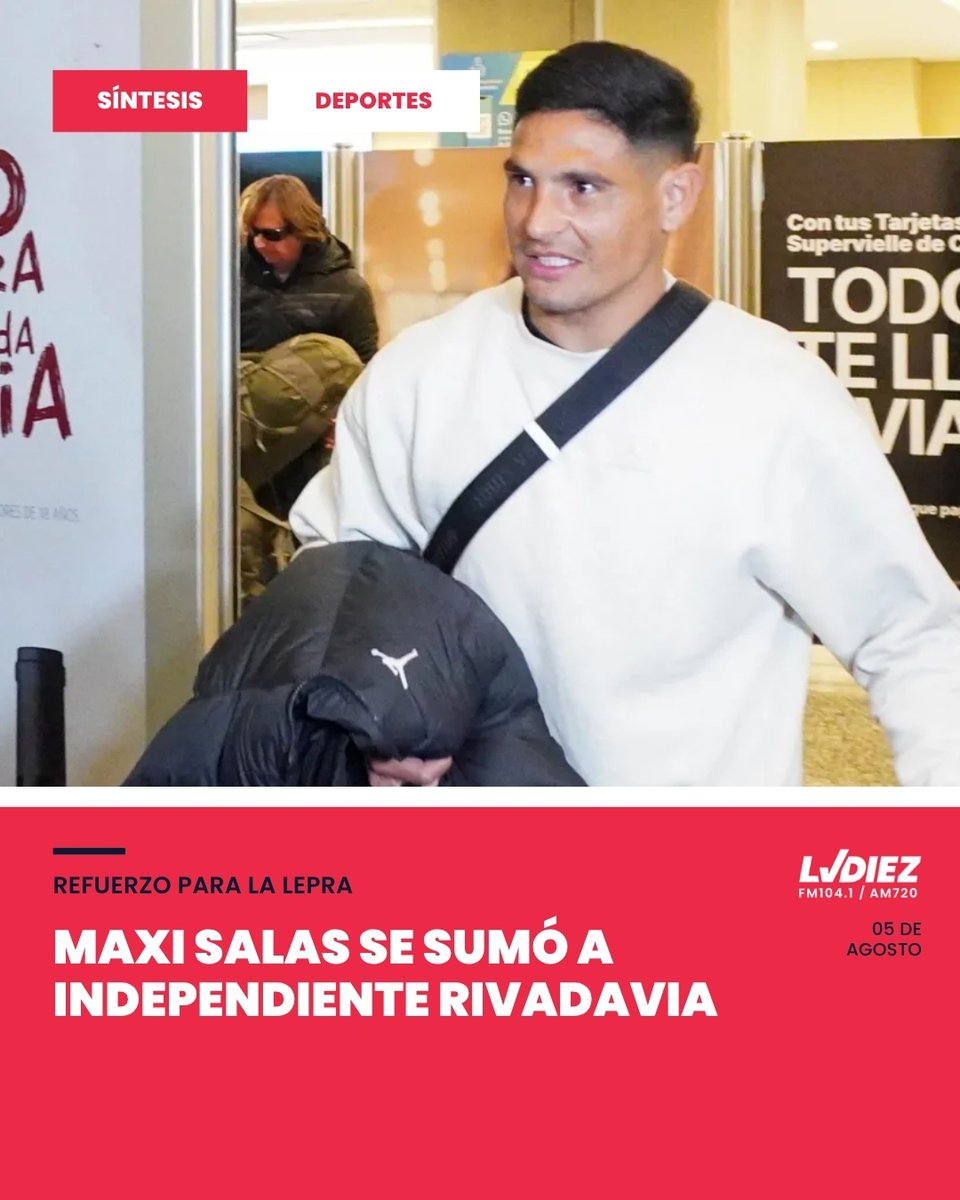 LVDiez's tweet photo. ⚽ MAXI SALAS LLEGÓ A MENDOZA | SÍNTESIS

El delantero fue cedido por River durante un año, sin cargo ni opción de compra.
Se incorporará a Independiente Rivadavia, que este viernes recibirá a Estudiantes de Río Cuarto desde las 21:45. https://t.co/uTWy7B9yH3