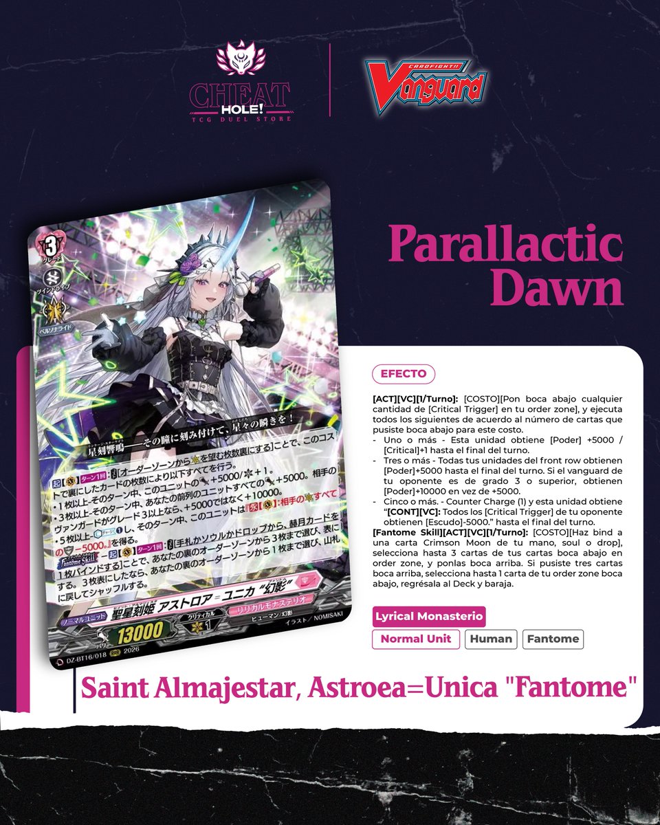 CheatHole_TCG's tweet photo. Y como último arquetipo del Booster, Saint Almajestar Pt.1! Recordamos que el álbum estará disponible en nuestras otras redes!

#vanguard #cardfightvanguard #cfv #CardfightVanguard #TCG https://t.co/gxxCD7Dsng