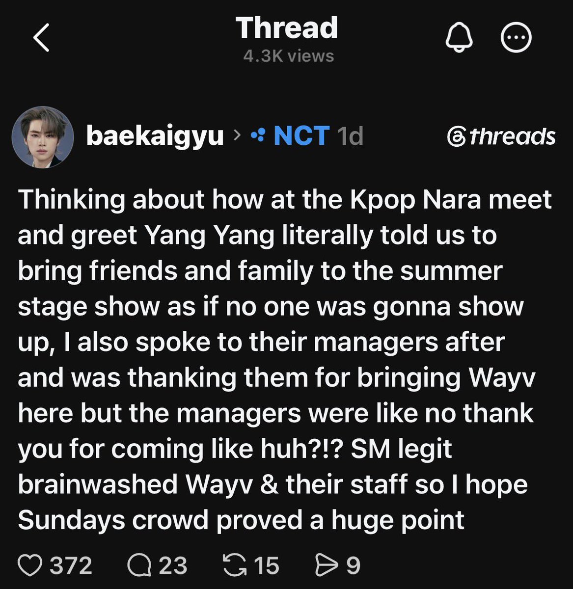 xiaojuniberry's tweet photo. the way the managers also think wayv is nugu af https://t.co/aXIyJY2yFd