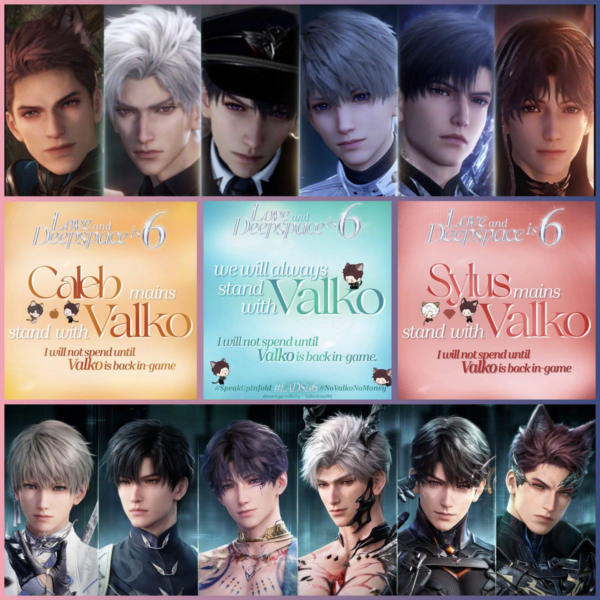 AuroraTheMC's tweet photo. Since Valko’s announcement, LaDS became and still is 6!

As an 🍎, 🐦‍⬛, and now 🐺 main, I will keep speaking out against Infold’s hasty decision to cancel Valko. 

Even if I didn’t main Valko, I still wouldn’t stand for their unfair decision.

#BringValkoBack #全世界都爱敖尹 #NoValkoNoMoney