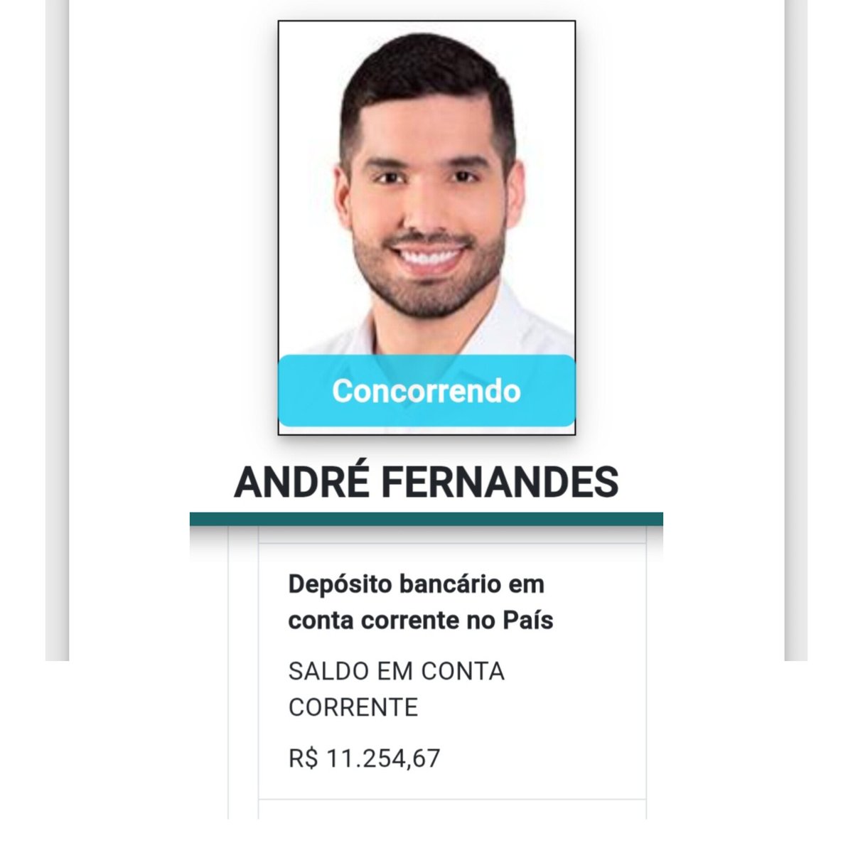 JFreiress_'s tweet photo. O deputado André Fernandes do PL, que foi eleito ensinando a raspar o ânus, tem 8 anos de mandato como deputado, recebendo salários que passam dos 40 mil reais, mas declarou ao TSE ter apenas ter 11.254 reais em sua conta corrente.
 
Tá certo isso? https://t.co/kVqlPUPj26