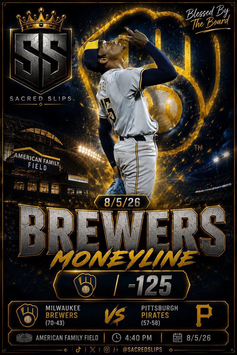 SacredSlips's tweet photo. 🚨 Buzzer Beating Late Addition 

🔒Brewers ML (-125) 3U

🔮Blessed By The Board https://t.co/C6BjKR0aGU