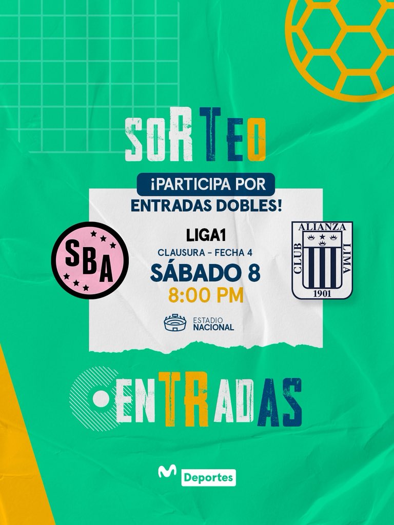 MovistarDeporPe's tweet photo. Participa por una entrada doble para el Sport Boys vs. Alianza Lima de este sábado 8 de agosto, a las 8:00 p. m., en el Estadio Nacional, por la cuarta fecha del Torneo Clausura. 🎟⚽🏟

Recuerda que el encuentro se jugará con ambas hinchadas; así que, ya seas hincha de Sport Boys o de Alianza Lima, puedes entrar en el sorteo.

¿Cómo participar? 👇

1️⃣ Sigue a @MovistarDeporPe.
2️⃣ Dale 'Me gusta' y repostea esta publicación.
3️⃣ Coméntala etiquetando a tu acompañante.

🍀 ¡Mucha suerte!