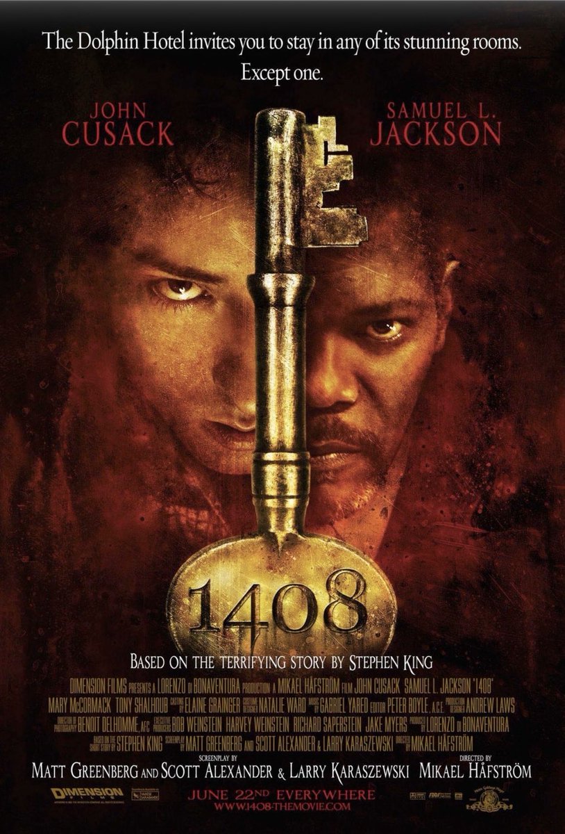 thoughtshorror1's tweet photo. 1408 (2007): A writer who reviews haunted hotel rooms is determined to review a cursed room in a New York hotel. Goes wrong obviously. An old fashioned horror that doesn’t really on violence or jump scares but rather largely practical effects and a great performance from Cusack. https://t.co/WWrZ7Sjhu3