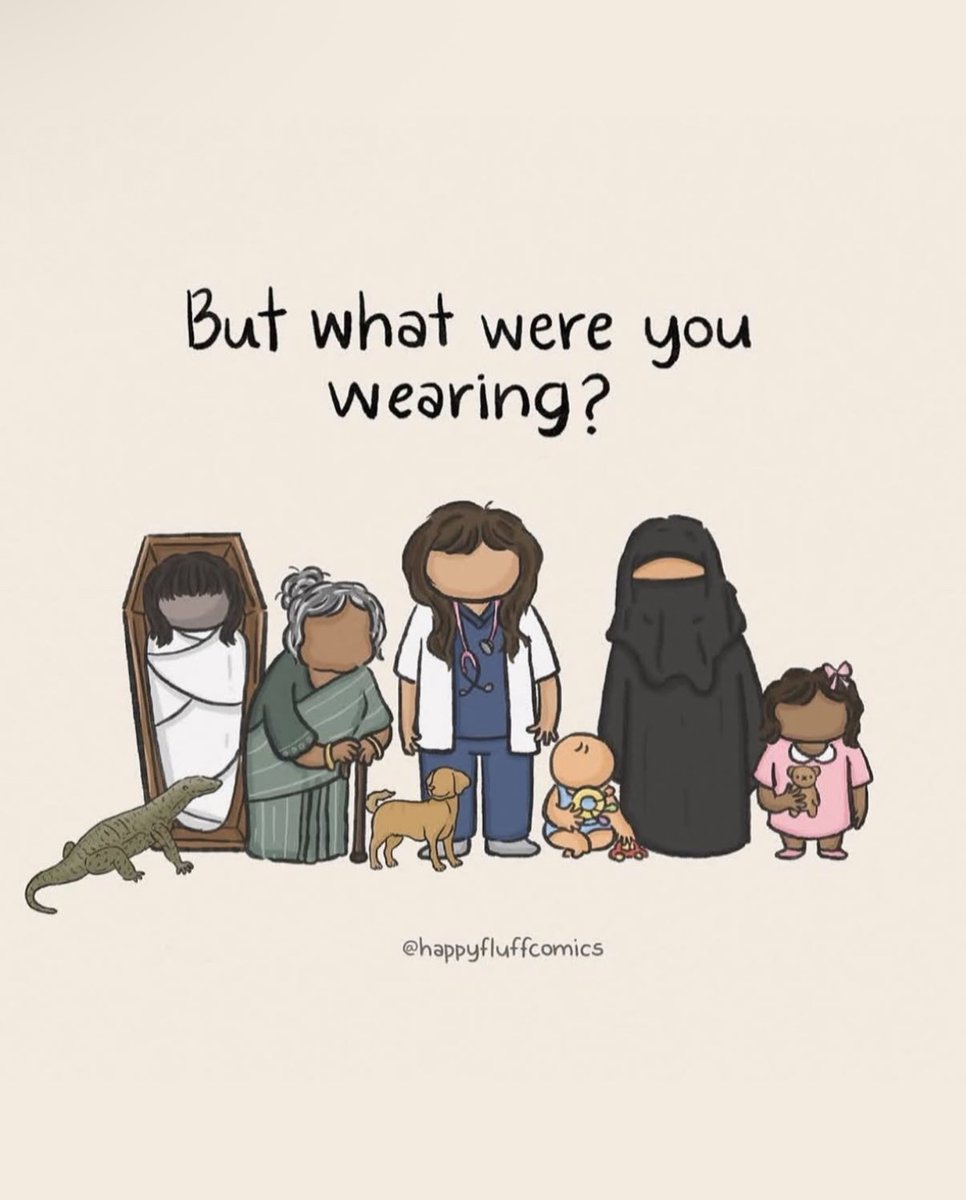 ActivThinker's tweet photo. كايركاتير من الهند يقول "ماذا كانت تلبس؟" للاشارة الى السائد بالهند من لوم ضحية الاغتصاب على ان لباسها سبب الاغتصاب

فعرض الكاريكاتير شخصيات من تم
اغتصابهم مؤخرا بالهند بشكل جماعي شمل 
جثة امرأة محترقة بشكل جزئي
وسحلية مهددة بالانقراض وكلب ومسنة بالتسعين ورضيع وطبيبة ومنقبة وطفلة https://t.co/zDNVIPrduU