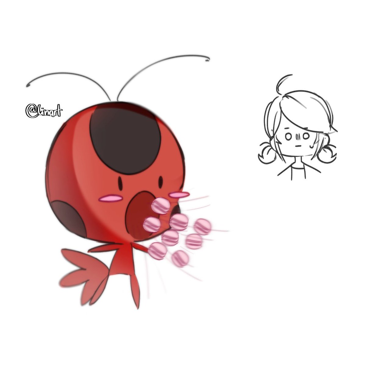 linart__05's tweet photo. tikki's having the time of her life  after the reveal #mlbtwt #miraculous #miraculousladybug https://t.co/9DKzZdvQO2